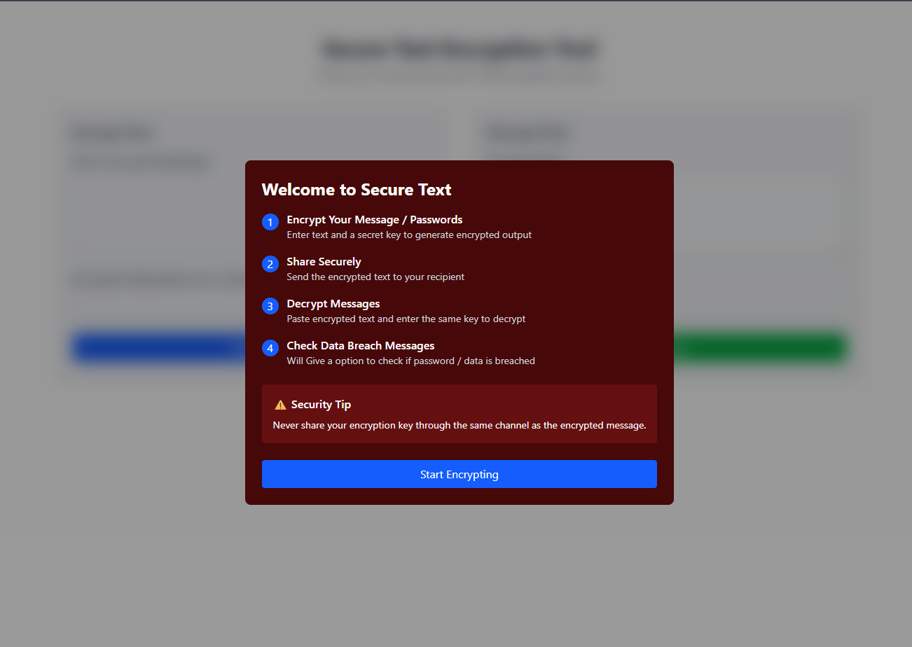 Secure Text -  Encryption-Focused Cybersecurity Project with Real-World Security Features